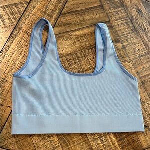 Sky Blue Ribbed Sports Bra